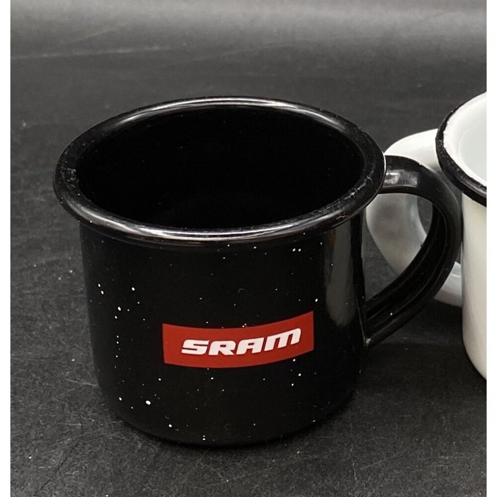 Enamelware Espresso 2 Coffee Cup SRAM Malinalco White Black Lucha Libre - Picture 8 of 8
